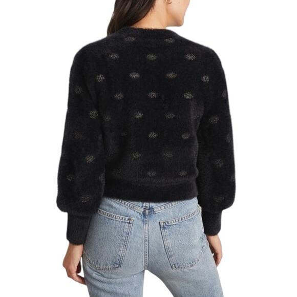 Marine Layer NWT Arielle Crewneck Sweater Black Metallic Funfetti Size L Fuzzy - Picture 2 of 11